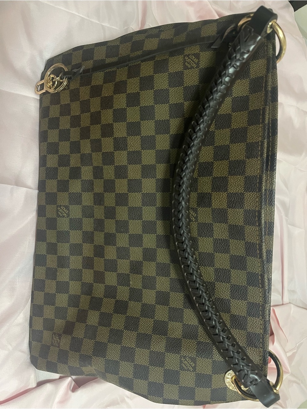 Louis Vuitton Damier Ebene Checker Shoulder Bag - Brown & Dark Brown